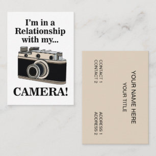 Rolig fotograf med vintagekamera visitkort