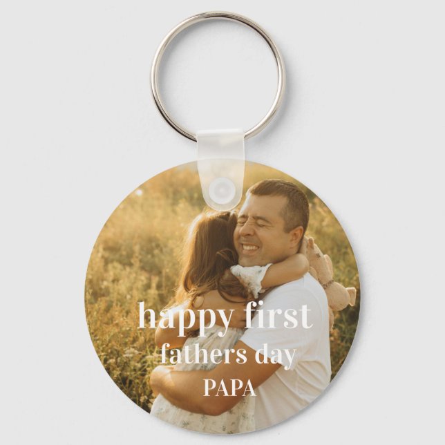 rolig fotokollage glad första fars dag pappa nyckelring (Framsida)