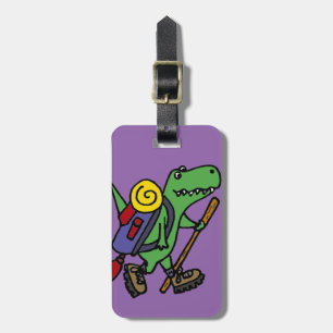 Rolig fotvandra grön T-Rex Dinosaur Bagagebricka