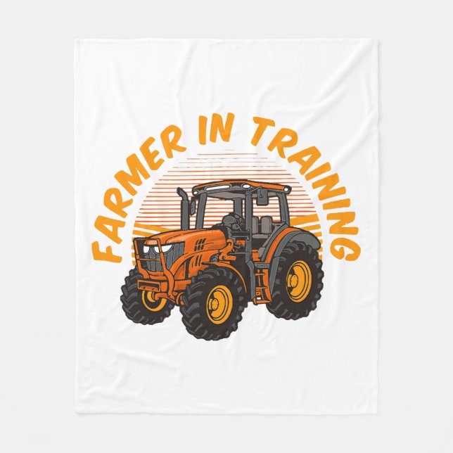 Rolig framtida bonde under utbildning Traktor jord Fleecefilt (Framsidan)