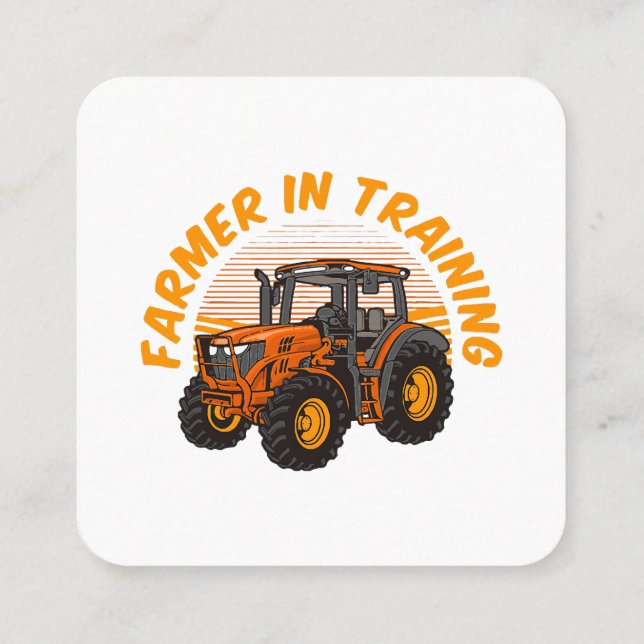 Rolig framtida bonde under utbildning Traktor jord Fyrkantigt Visitkort (Baksida)