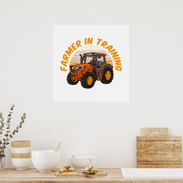 Rolig framtida bonde under utbildning Traktor jord Poster (Kök)