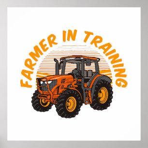 Rolig framtida bonde under utbildning Traktor jord Poster
