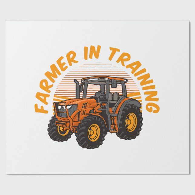 Rolig framtida bonde under utbildning Traktor jord Presentpapper (Platt)