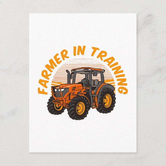 Rolig framtida bonde under utbildning Traktor jord Tilläggskort (Framsida)