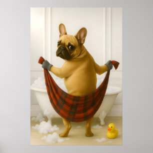 Rolig fransk Bulldog Badrumstryck, Fransk Poster