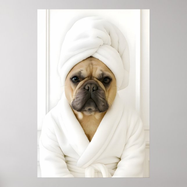 Rolig fransk bulldog badrumstryck, Frenchie i Poster (Framsidan)