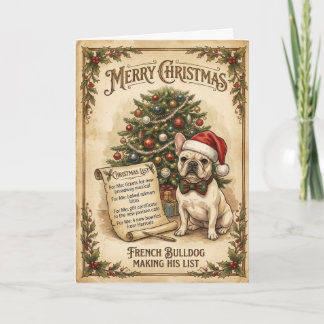 Rolig fransk bulldog bortskämd lyxig jul lista kort