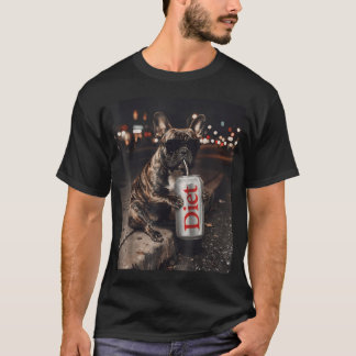 Rolig Fransk Bulldog Diet Soda Djur Meme Hund T Shirt