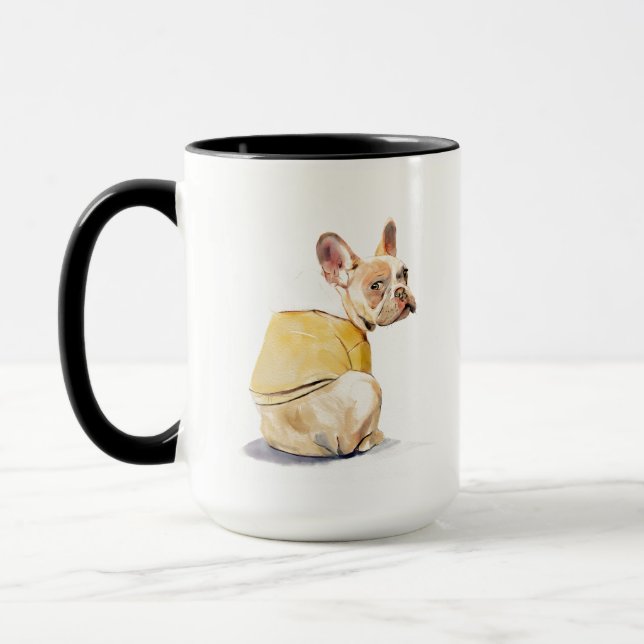 Rolig fransk bulldog-mugg – franskis kaffemugg (Vänster)