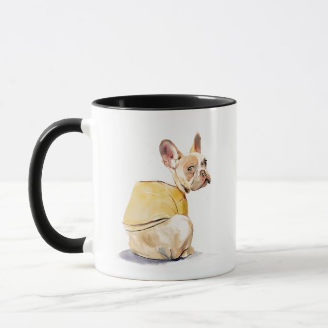 Rolig fransk bulldog-mugg – franskis kaffemugg (Vänster)