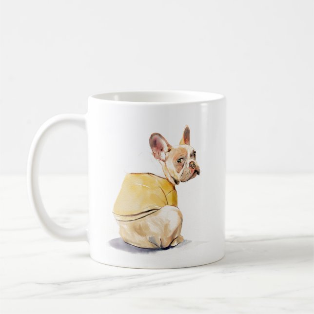 Rolig fransk bulldog-mugg – Franskis kaffemugg (Vänster)