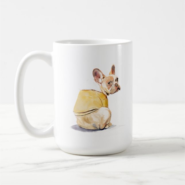 Rolig fransk bulldog-mugg – Frenchie-kaffemugg Kaffemugg (Vänster)