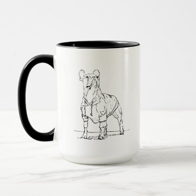 Rolig fransk Bulldog-mugg –  Ink Dog kaffemugg (Vänster)