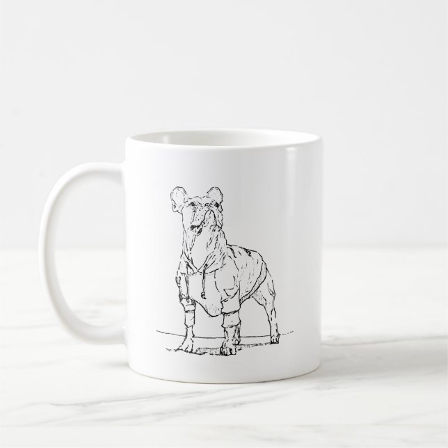 Rolig fransk Bulldog-mugg –  Ink Dog kaffemugg (Vänster)