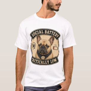 Rolig Fransk Bulldog T-shirt med Lågt Socialt Batt