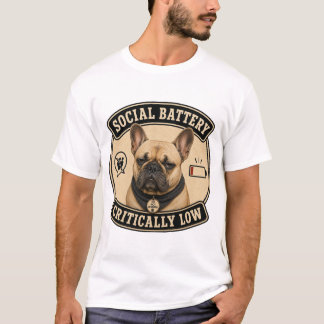 Rolig Fransk Bulldog T-shirt med Lågt Socialt Batt