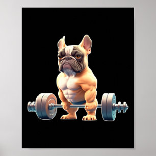 Rolig fransk bulldogg bodybuilding gym Frenchie We Poster