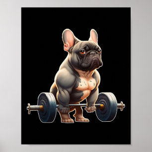 Rolig fransk bulldogg bodybuilding gym Frenchie We Poster