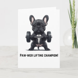 Rolig fransk bulldogg gym-kort – Paw-wer Lifter Tack Kort