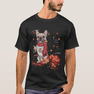 Rolig fransk bulldogg höstskarf hundar höstlöv t shirt