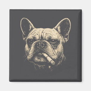Rolig fransk bulldogg Hund röker cigarett Me Magnet