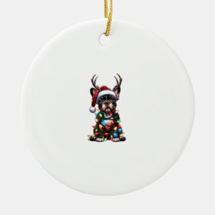 Rolig fransk bulldogg julen Santa hatt lampa Julgransprydnad Keramik