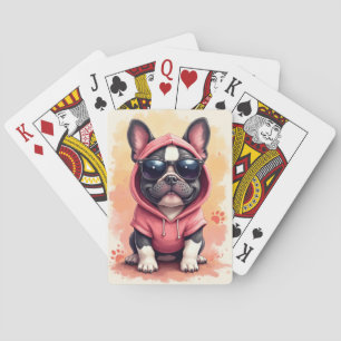 Rolig fransk bulldogg Kawaii hund Casinokort