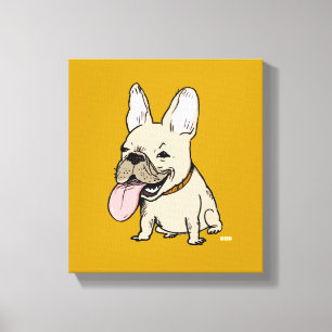 Rolig fransk bulldogg med stor tunga som sticker u canvastryck