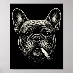 Rolig fransk bulldogg meme Hund rökande cigarett Poster