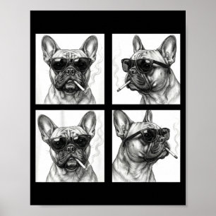 Rolig fransk bulldogg som röker cigarett foto poster
