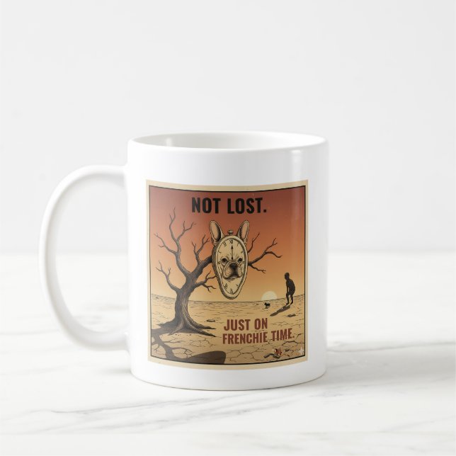 Rolig fransk bulldoggdesign med franskt tidssinne kaffemugg (Vänster)