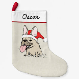 Rolig fransk Frenchie för bulldoggSanta hund Liten Julstrumpa