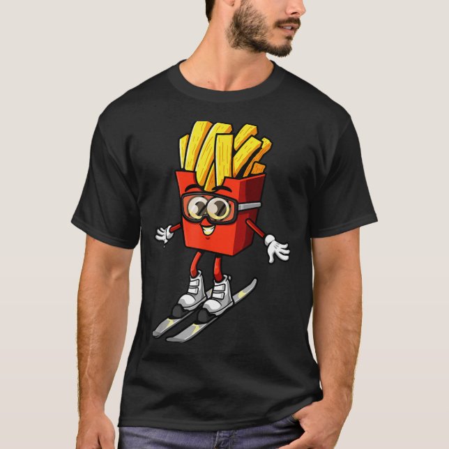 Rolig fransk friterad potatis skidor pommes frites t shirt (Framsida)