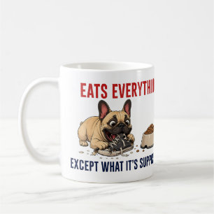 Rolig fransk kaos hund mamma tecknad konst kaffemugg