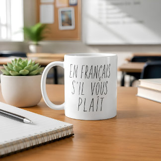 Rolig Fransk Lärare En Français S'il Vous Plaît Kaffemugg