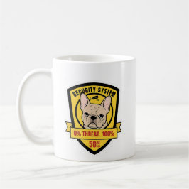 Rolig fransk säkerhetssystem domedags hund mamma p kaffemugg
