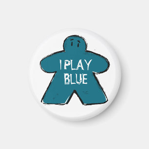 Rolig fras Grunge Blå Meeple Brädspelsfantast Magnet
