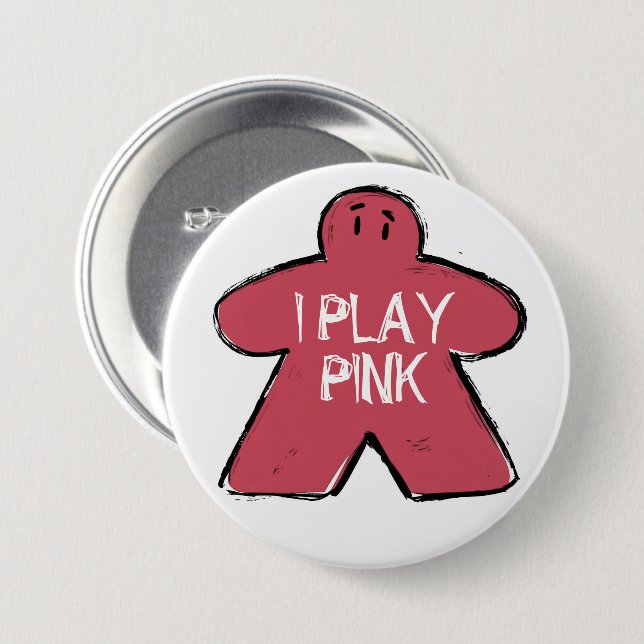 Rolig fras Grunge Rosa Meeple Brädspelsfantast  Knapp (Framsida & baksida)