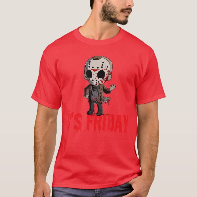 Rolig fredag 13:e Rolig Halloween Skräck T Shirt (Framsida)