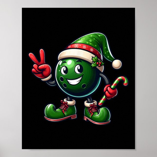 Rolig Fredshand Bowling Alv Jul Kvinnor Män Poster (Framsidan)