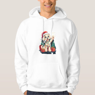 Rolig Fredshand Poodle Julbelysning Dam Hoodie