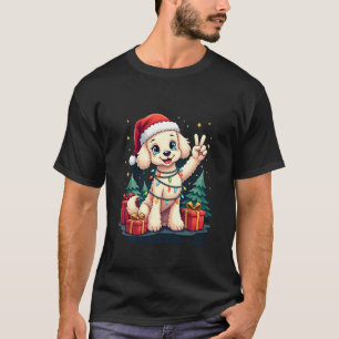 Rolig Fredshand Poodle Julbelysning Dam T Shirt