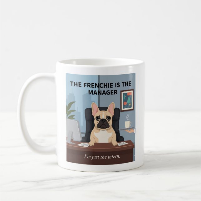 Rolig Frenchie Manager Hundmamma Present Kontor Hu Kaffemugg (Vänster)