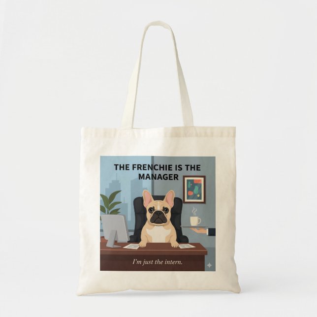 Rolig Frenchie Manager Hundmamma Present Kontor Hu Tygkasse (Framsidan)