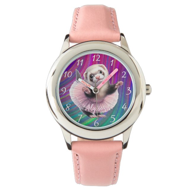 Rolig Fretter i en Tutu som gör Balett Armbandsur (Framsida)