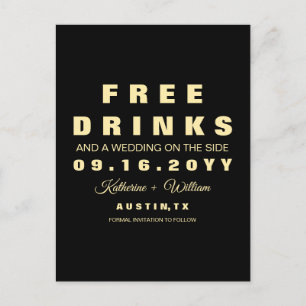 Rolig fri drinkbröllop spara datum meddelande vykort
