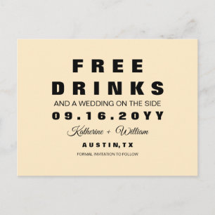 Rolig fri drinkbröllop spara datum meddelande vykort