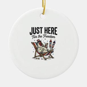 Rolig Frihet Tupp Vintage Patriotisk Tröja_1 Julgransprydnad Keramik