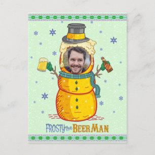 Rolig Frostig Beer Man Humor Anpassad Foto Jul Vykort